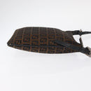 FENDI Zucchino Canvas Shoulder Bag Brown Auth gh1439-4