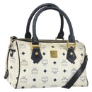 MCM Logogram Vicetos Hand Bag PVC 2way White Gold Auth gh1440-1