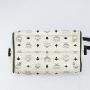 MCM Logogram Vicetos Hand Bag PVC 2way White Gold Auth gh1440-11