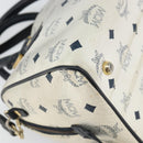 MCM Logogram Vicetos Hand Bag PVC 2way White Gold Auth gh1440-15