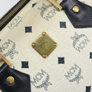 MCM Logogram Vicetos Hand Bag PVC 2way White Gold Auth gh1440-16
