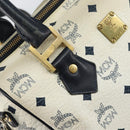 MCM Logogram Vicetos Hand Bag PVC 2way White Gold Auth gh1440-17
