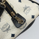 MCM Logogram Vicetos Hand Bag PVC 2way White Gold Auth gh1440-18