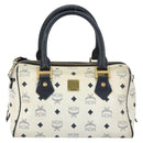 MCM Logogram Vicetos Hand Bag PVC 2way White Gold Auth gh1440-2