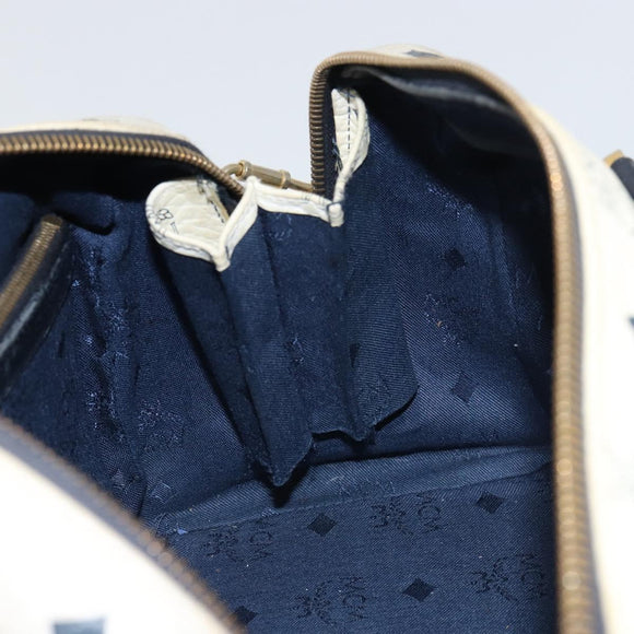 MCM Logogram Vicetos Hand Bag PVC 2way White Gold Auth gh1440