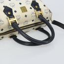 MCM Logogram Vicetos Hand Bag PVC 2way White Gold Auth gh1440-7
