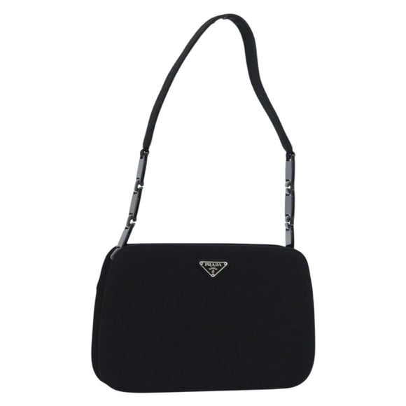 PRADA Chain Shoulder Bag cotton Black Auth gh1441