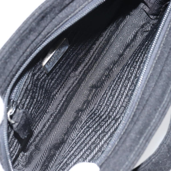 PRADA Chain Shoulder Bag cotton Black Auth gh1441