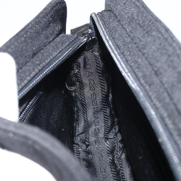 PRADA Chain Shoulder Bag cotton Black Auth gh1441