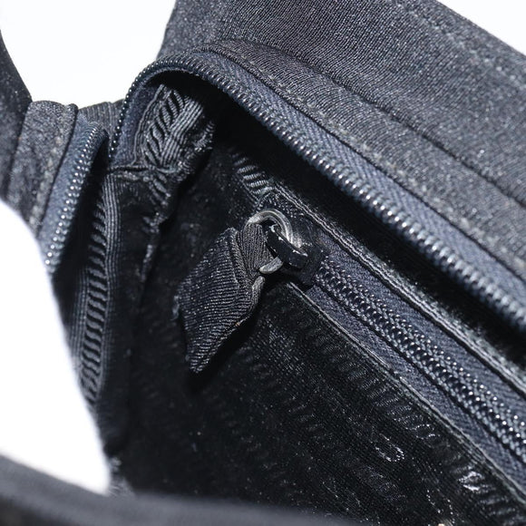 PRADA Chain Shoulder Bag cotton Black Auth gh1441