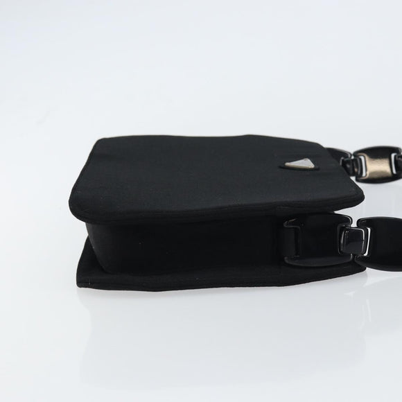 PRADA Chain Shoulder Bag cotton Black Auth gh1441