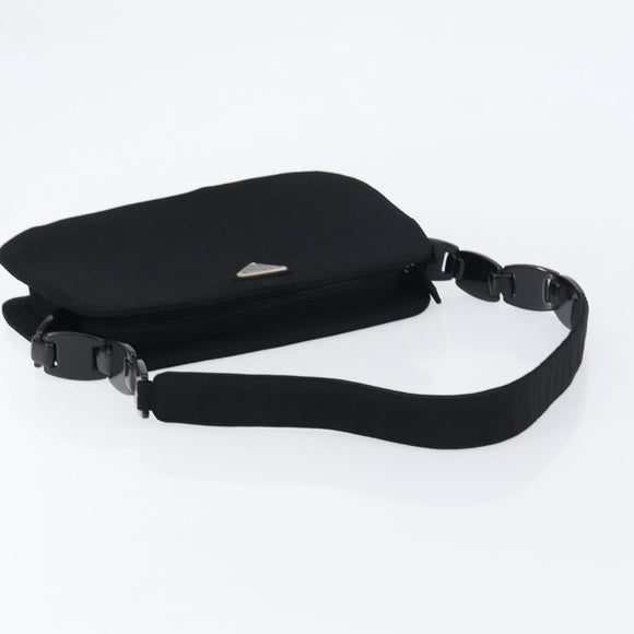 PRADA Chain Shoulder Bag cotton Black Auth gh1441