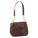 PRADA Shoulder Bag Leather Brown Gold Auth gh1442-1