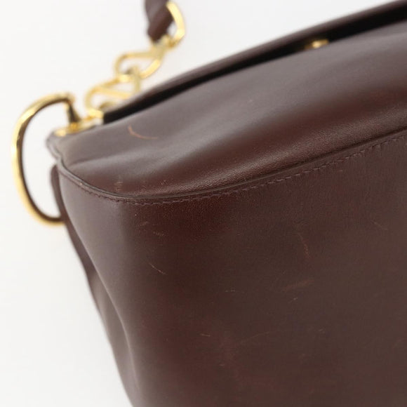 PRADA Umhängetasche Leder Braun Gold Auth gh1442