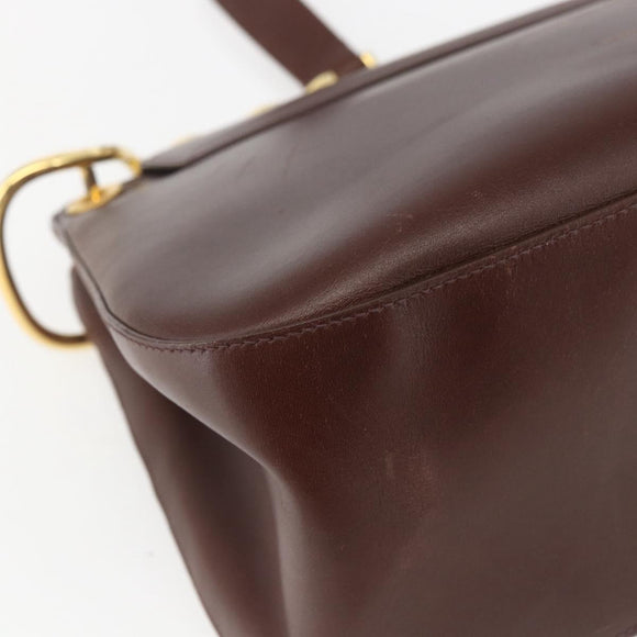 PRADA Umhängetasche Leder Braun Gold Auth gh1442