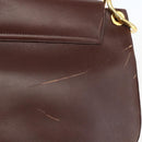 PRADA Shoulder Bag Leather Brown Gold Auth gh1442-14