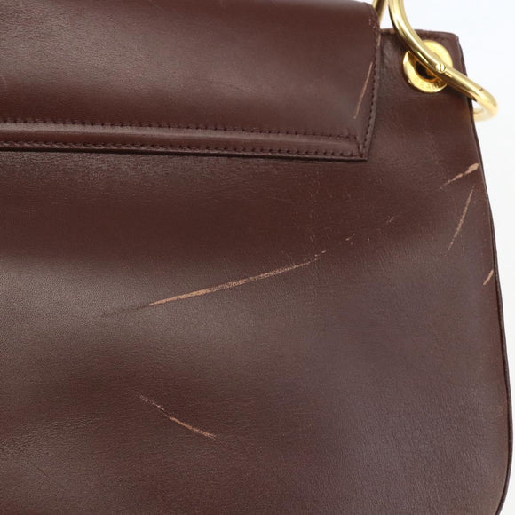 PRADA Umhängetasche Leder Braun Gold Auth gh1442