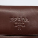 PRADA Shoulder Bag Leather Brown Gold Auth gh1442-15