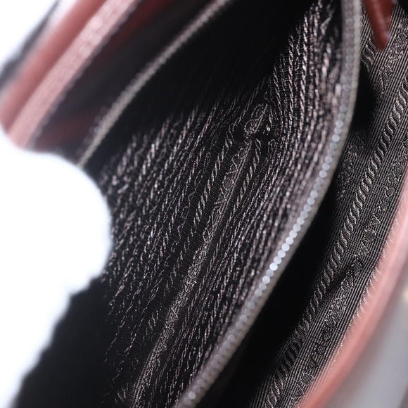 PRADA Shoulder Bag Leather Brown Gold Auth gh1442