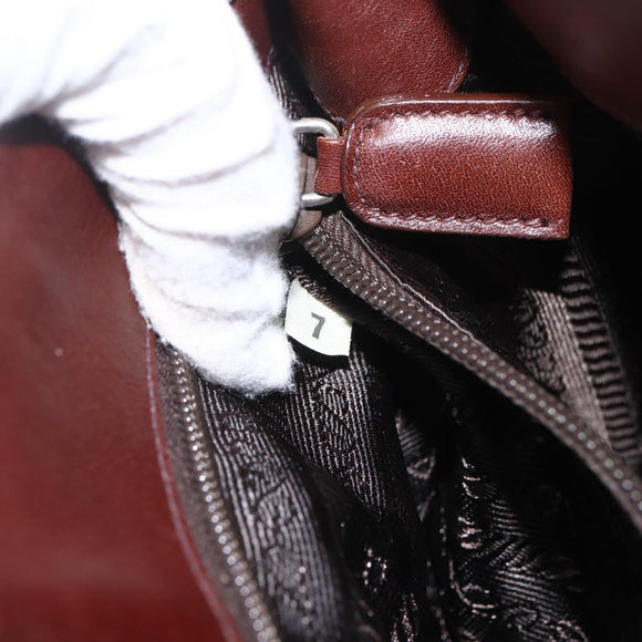 PRADA Umhängetasche Leder Braun Gold Auth gh1442