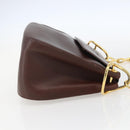 PRADA Shoulder Bag Leather Brown Gold Auth gh1442-5