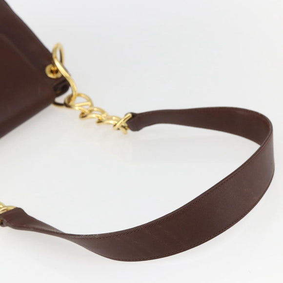 PRADA Shoulder Bag Leather Brown Gold Auth gh1442