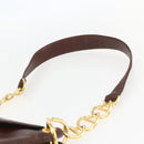 PRADA Umhängetasche Leder Braun Gold Auth gh1442-8
