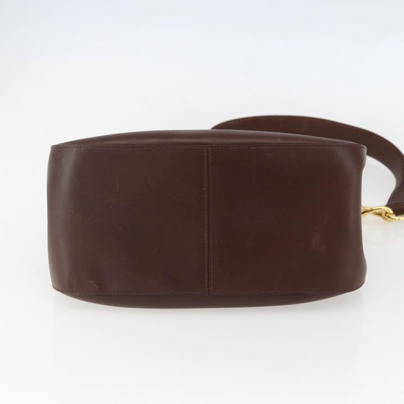PRADA Umhängetasche Leder Braun Gold Auth gh1442