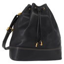 LOEWE Anagram Shoulder Bag Leather Black Gold Auth gh1443-1
