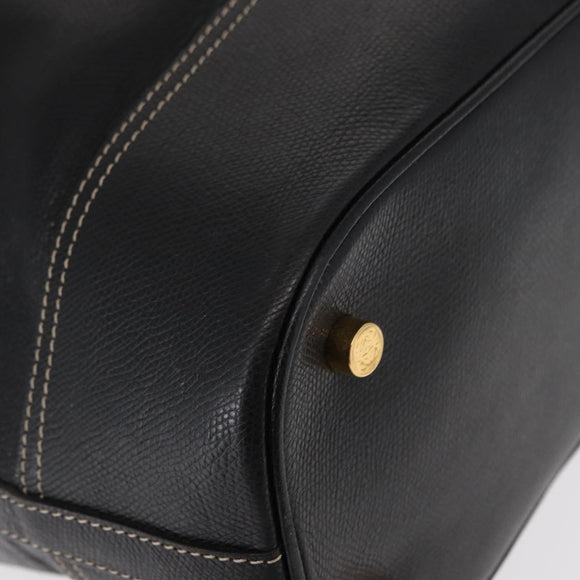 LOEWE Anagram Shoulder Bag Leather Black Gold Auth gh1443