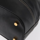 LOEWE Anagram Shoulder Bag Leather Black Gold Auth gh1443-14