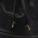 LOEWE Anagram Shoulder Bag Leather Black Gold Auth gh1443-17