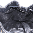 LOEWE Anagram Shoulder Bag Leather Black Gold Auth gh1443-19