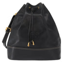 LOEWE Anagram Shoulder Bag Leather Black Gold Auth gh1443-13