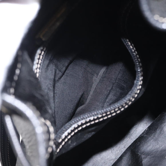 LOEWE Anagram Shoulder Bag Leather Black Gold Auth gh1443