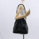 LOEWE Anagram Shoulder Bag Leather Black Gold Auth gh1443-21