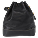 LOEWE Anagram Shoulder Bag Leather Black Gold Auth gh1443-2