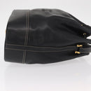 LOEWE Anagram Shoulder Bag Leather Black Gold Auth gh1443-3