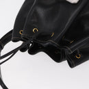 LOEWE Anagram Shoulder Bag Leather Black Gold Auth gh1443-6