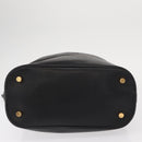 LOEWE Anagram Shoulder Bag Leather Black Gold Auth gh1443-5