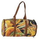 Salvatore Ferragamo Botanical Pattern Boston Bag PVC Multicolor Gold Auth gh1446-1