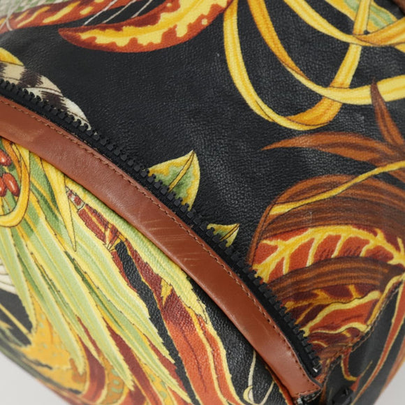 Salvatore Ferragamo Botanical Pattern Boston Bag PVC Multicolor Gold Auth gh1446