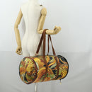 Salvatore Ferragamo Botanical Pattern Boston Bag PVC Multicolor Gold Auth gh1446-20