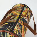 Salvatore Ferragamo Botanical Pattern Boston Bag PVC Multicolor Gold Auth gh1446-6