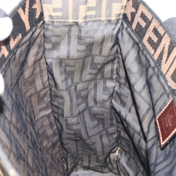 FENDI Zucca Canvas Tote Bag Black Brown Auth gh1447