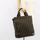 FENDI Zucca Canvas Tote Bag Black Brown Auth gh1447-20