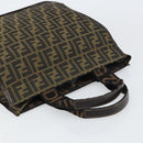 FENDI Zucca Canvas Tote Bag Black Brown Auth gh1447-7