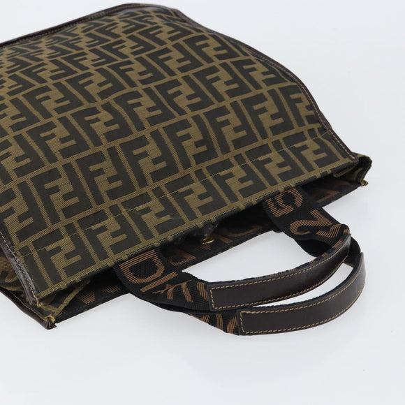 FENDI Zucca Canvas Tote Bag Black Brown Auth gh1447