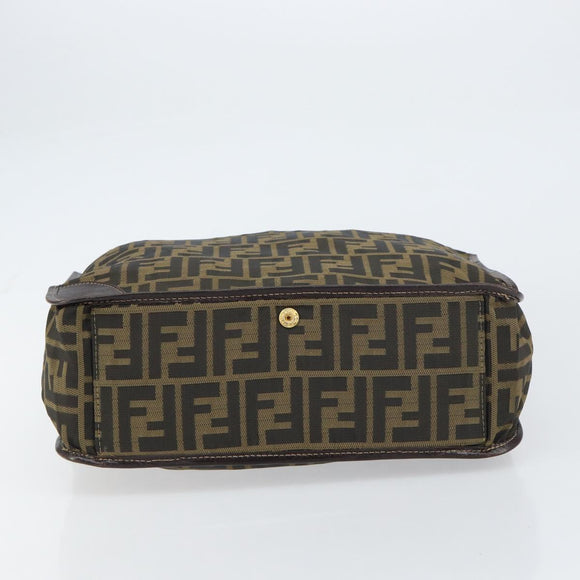 FENDI Zucca Canvas Tote Bag Black Brown Auth gh1447