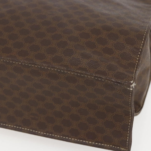 CELINE Macadam Canvas Hand Bag PVC Leather Brown Gold Auth gh1448